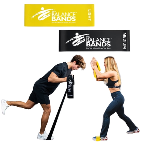 Pro Balance Bands - Two 72 inch Long 100% Natural Latex Resistance Bands - Workouts Included | For Stretching, Athletic Training, Pilates, Physical Therapy