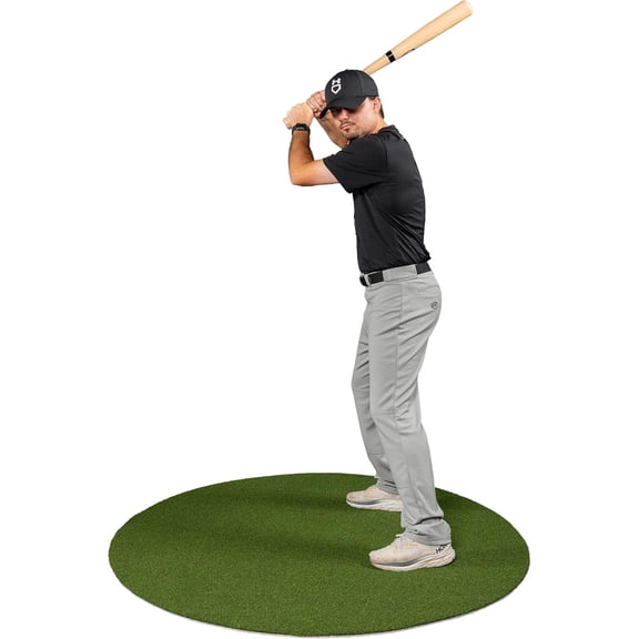 Pro-Ball On-Deck Circle Mat  Baseball & Softball Batter Warm-Up Turf, Nylon with Non-Slip Backing  Portable Indoor/Outdoor Practice Hitting Mat