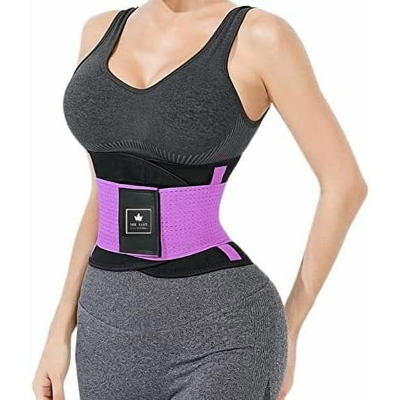 Pro-Barg Waist Trainer for Men Women Belly Control Corset Body Shaper Compression Waist Belt Sports Band -Purple - Small