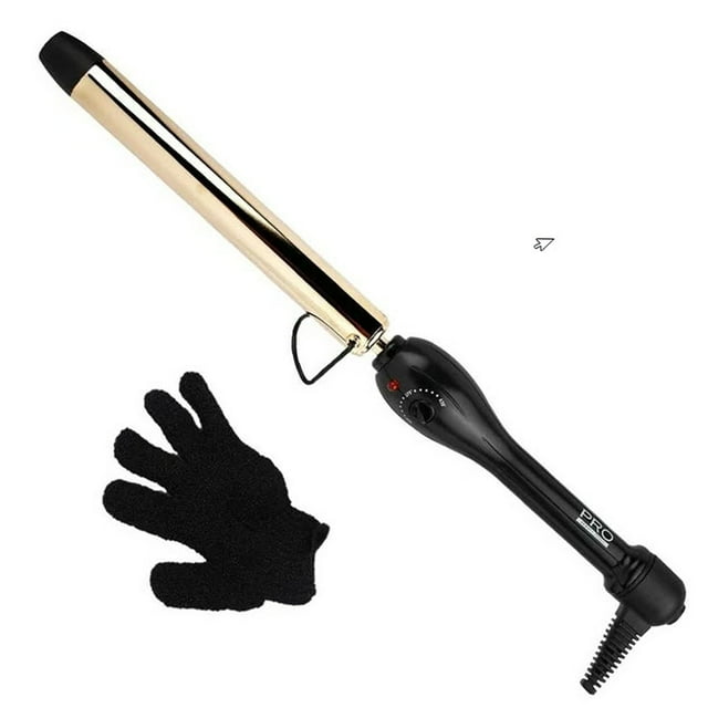 Pro Beauty Tools Extra Long 1" Gold Curling Wand Iron, Black