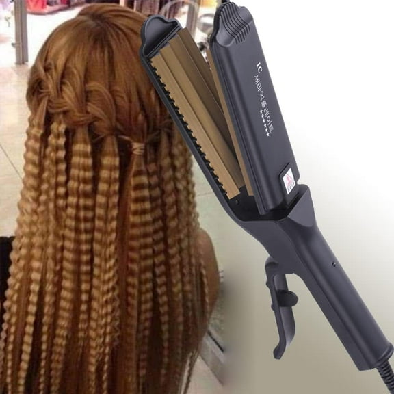 Pro Big Hair Crimper, Corrugated Iron Hair Waver, Fluffy Hair Straightener Curling Iron, Titanium Ceramic Flat Crimping Iron Plate