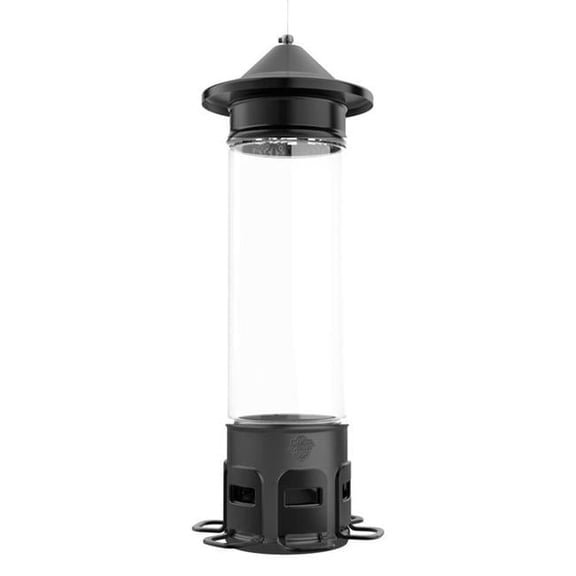 Pro Bird Feeder - Black/Clear - 4 qt - 6 Feeding Ports - Durable Metal Design