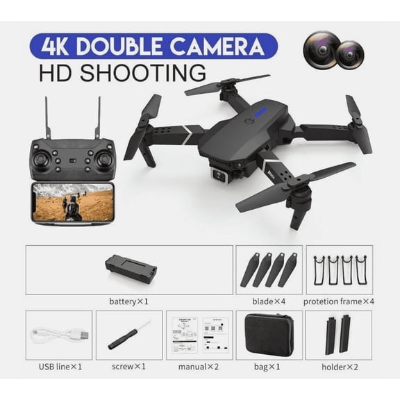 Pro Black 4K Double Camera HD Shooting, 4K Ultra HD Foldable Professional Drone