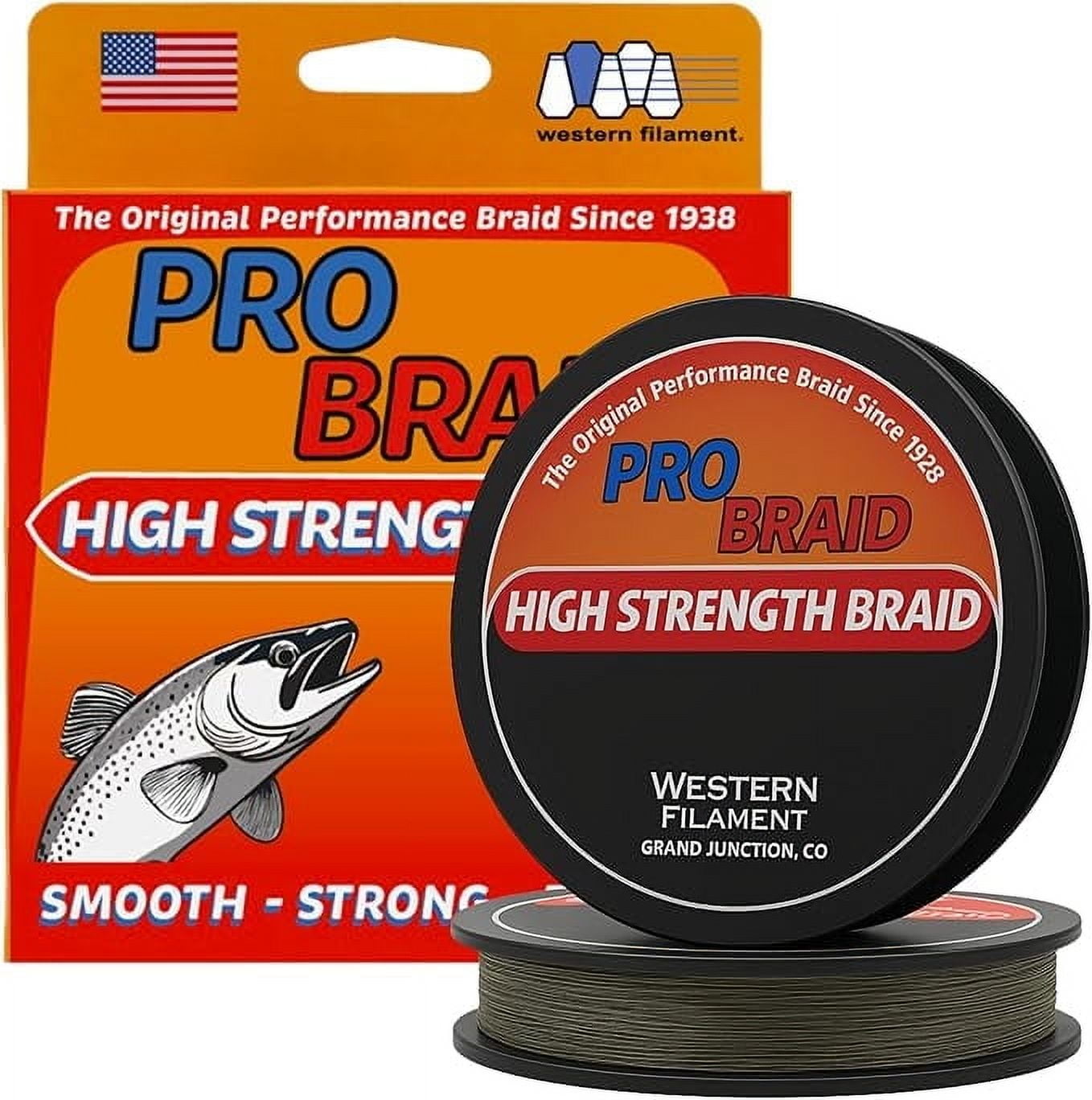 Pro Braid - High Strength Fishing Line, Braided Line with Near Zero Stretch, Smooth & Strong UHMWPE by Western Filament