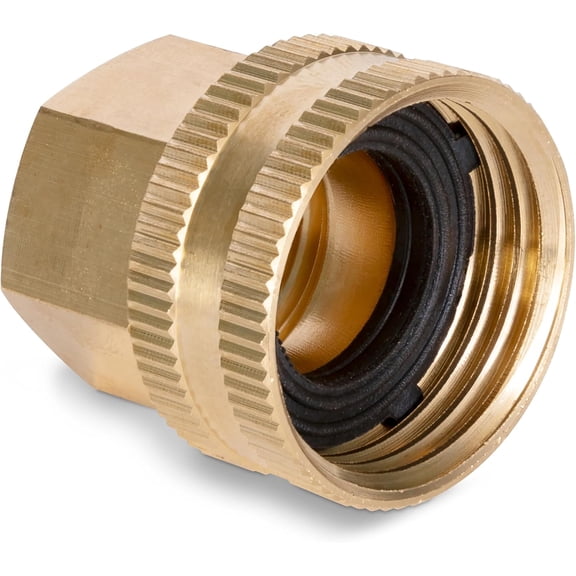 Pro Brass Double Female Hose Connector, Swivel Hose Connector Thread Size 1/2" NPT (F) to 3/4" NH (F)
