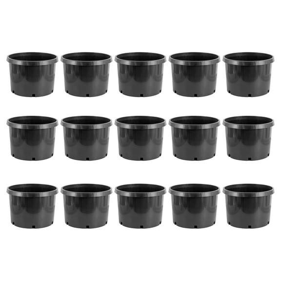 Pro Cal 10 Gal Premium Nursery Planter Garden Grow Pots, Black (Set of 15)