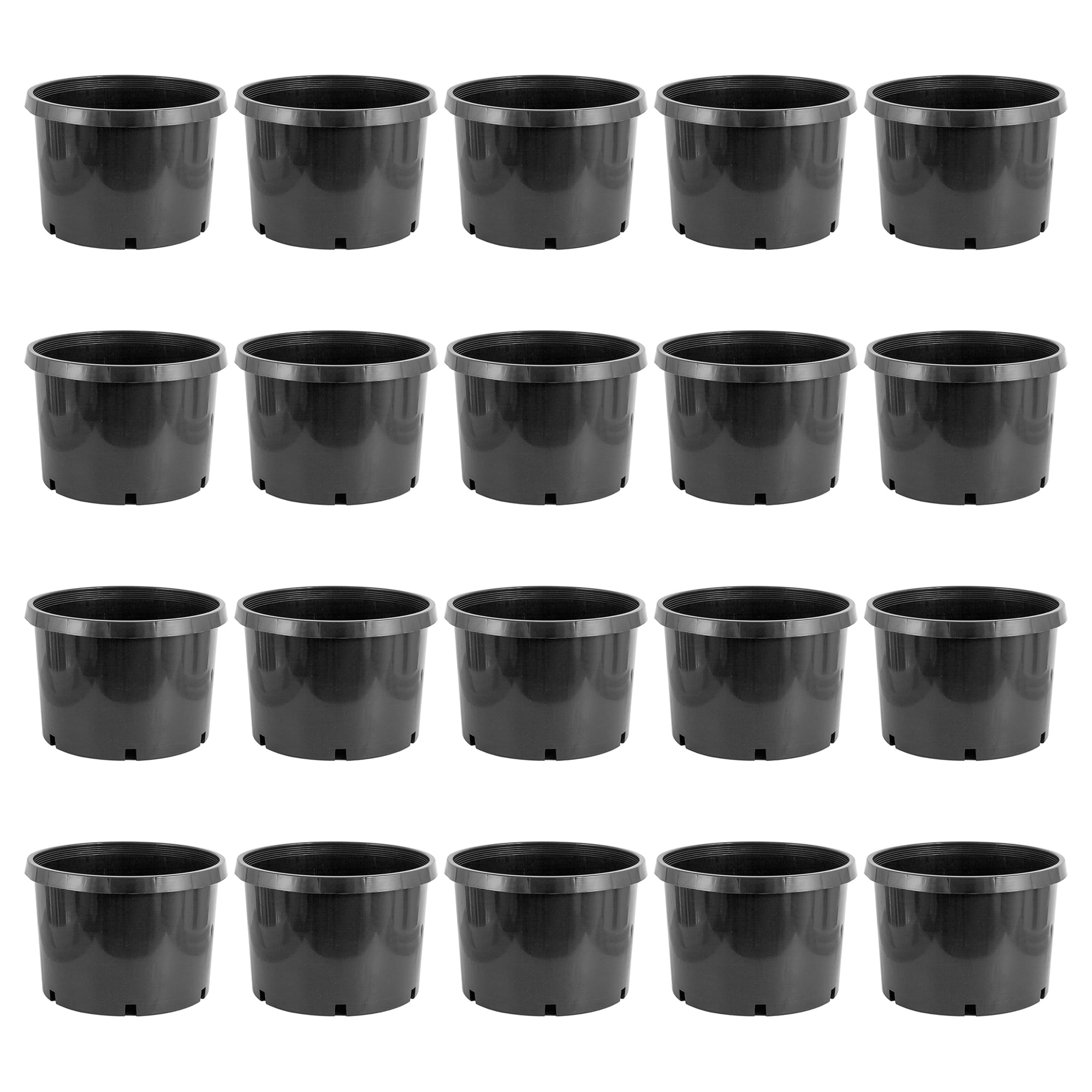 Black 10 Gallon Durable Plastic Garden Nursery Pots Set