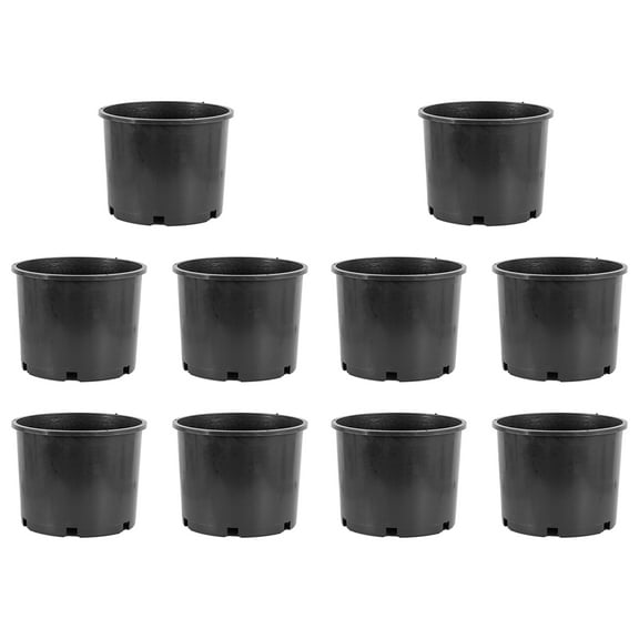 Pro Cal 7 Gallon Round Wide Rim Durable Plastic Plant Nursery Pot (10 Pack)