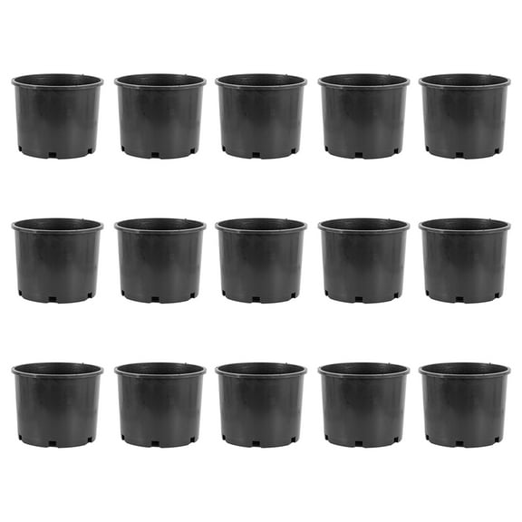 Pro Cal 7 Gallon Round Wide Rim Durable Plastic Plant Nursery Pot (15 Pack)