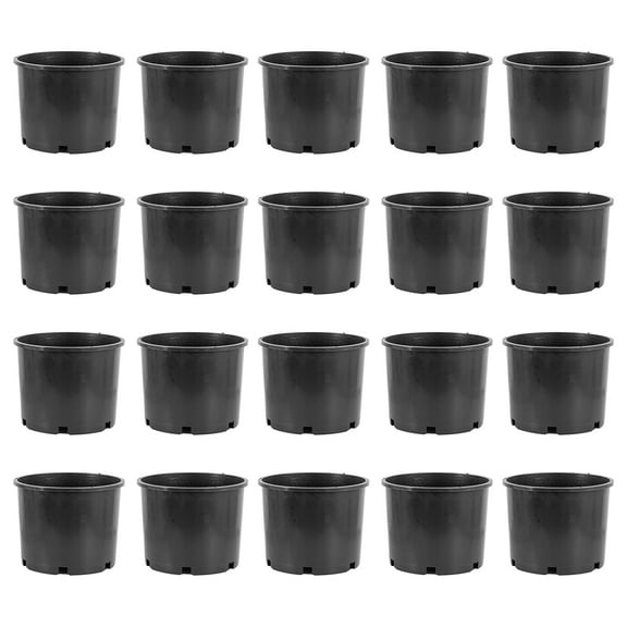 Pro Cal 7 Gallon Round Wide Rim Durable Plastic Plant Nursery Pot (20 Pack)