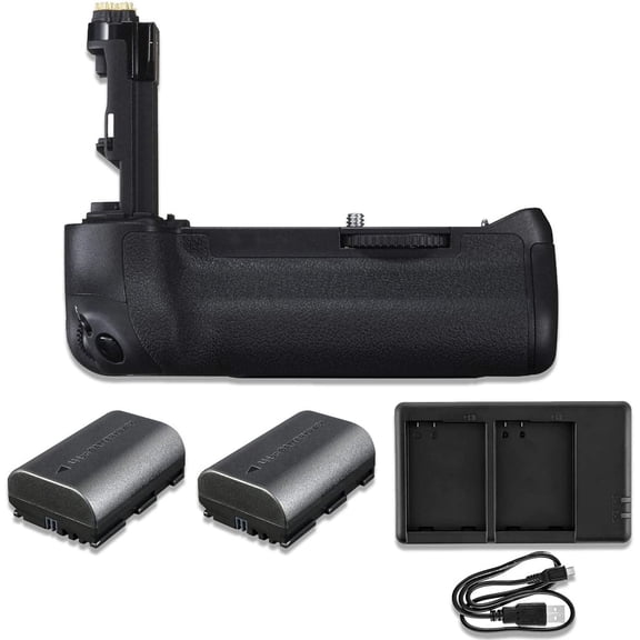 Pro Camera Battery Grip Replacement BG-E16 for Canon EOS 7d Mark II DSLR with Replacement Batteries & Dual USB Charger