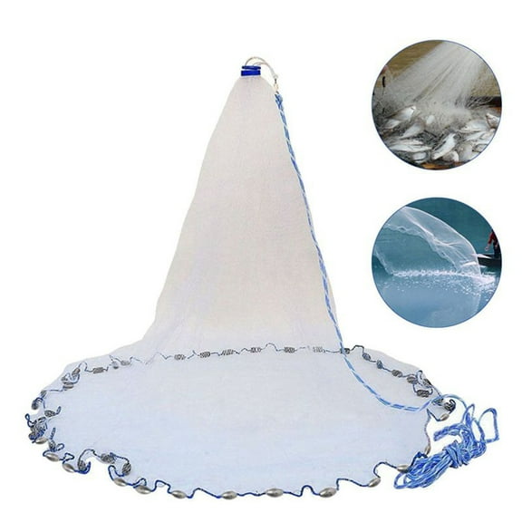 Pro Cast Net Fishing Mesh Saltwater Bait Drawstring Catch, 6ft/8ft/12ft/16ft