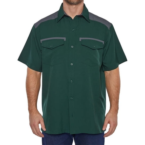 Pro Celebrity Color Block Fishing Shirt (Dark Green, 3XL)