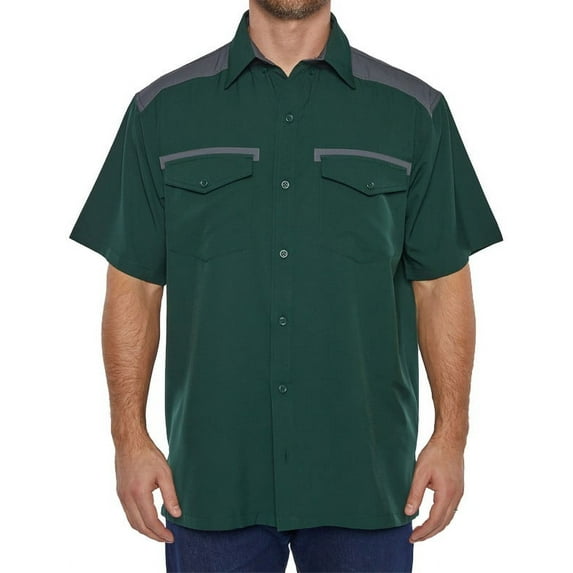 Pro Celebrity Color Block Fishing Shirt (Dark Green, XS)