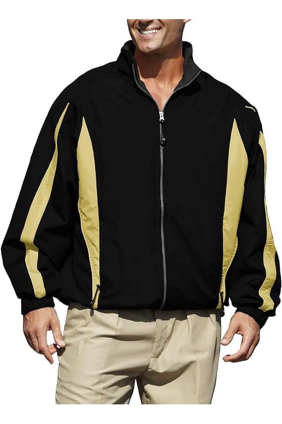 Men Phenom 833 Long-Sleeves Jacket (Black & Vegas Gold, Medium)
