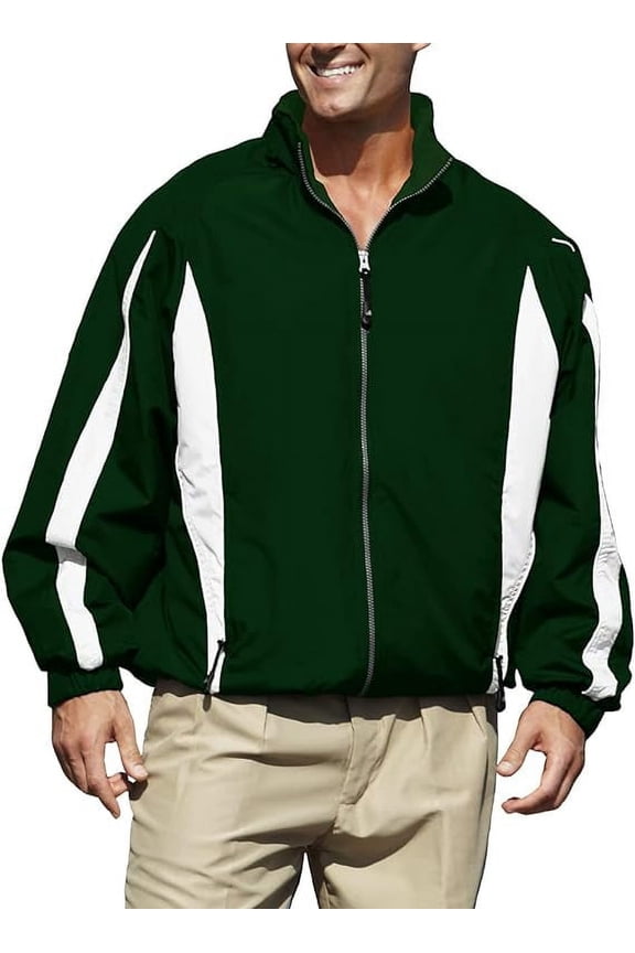 Men Phenom 833 Long-Sleeves Jacket (Dark Green & White, Large)