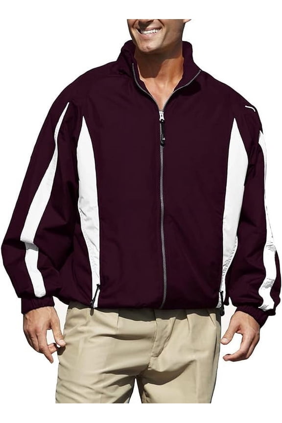 Men Phenom 833 Long-Sleeves Jacket (Maroon & White, Medium)