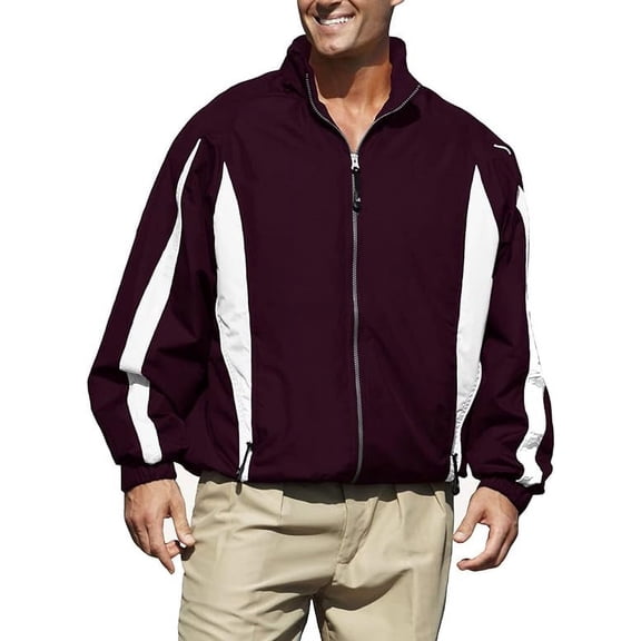 Pro Celebrity Men Phenom 833 Long-Sleeves Jacket (Maroon & White, Small)