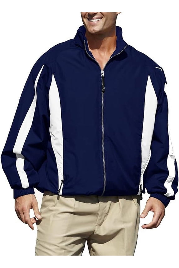 Men Phenom 833 Long-Sleeves Jacket (Navy & White, Large)