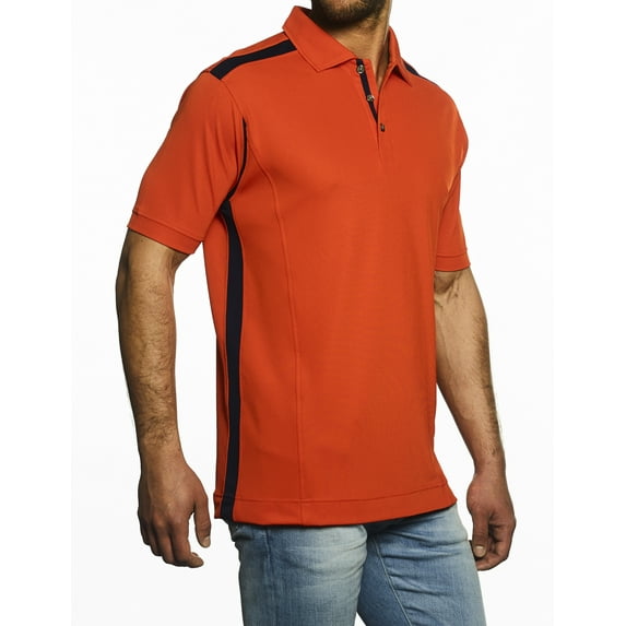 Pro Celebrity Men's CEO Polo Shirt (Large, Orange & Navy)