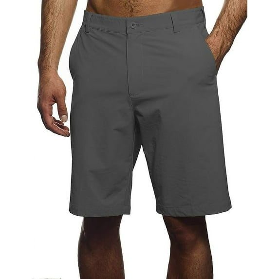 Pro Celebrity Men's Fishing Shorts Lightweight Polyester Thin Flat Front (Graphite, 36)