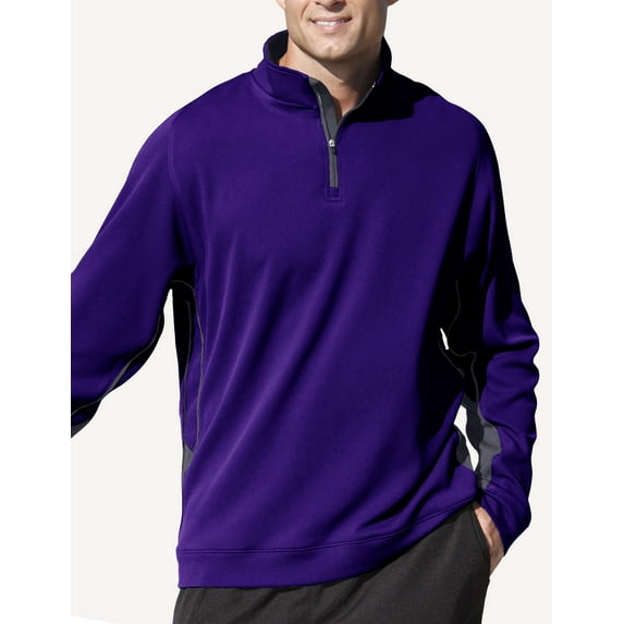 Pro Celebrity Men's Pro-Blitz Quarter-Zip Long Sleeve Pullover (Medium, Purple & Graphite)