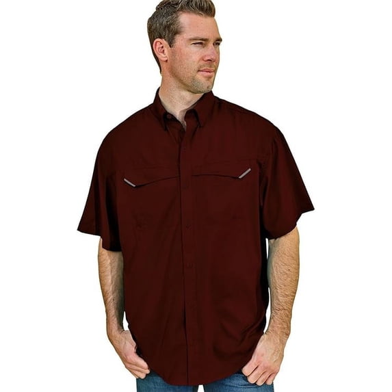 Pro Celebrity Men's Pro Fishing Outdoor Button-Down Shirt (4XL , Maroon)