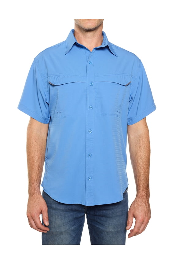 Men's Pro Fishing Outdoor Button-Down Shirt (Sky Bluie Medium)