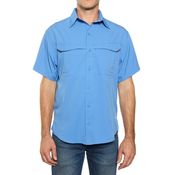 Pro Celebrity Men's Pro Fishing Outdoor Button-Down Shirt (Sky Bluie Medium)