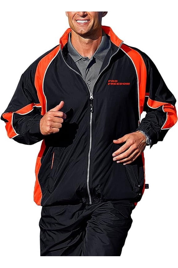 Men's Pro Freedom Warm Up Jacket (2X-Large, Black & Orange)