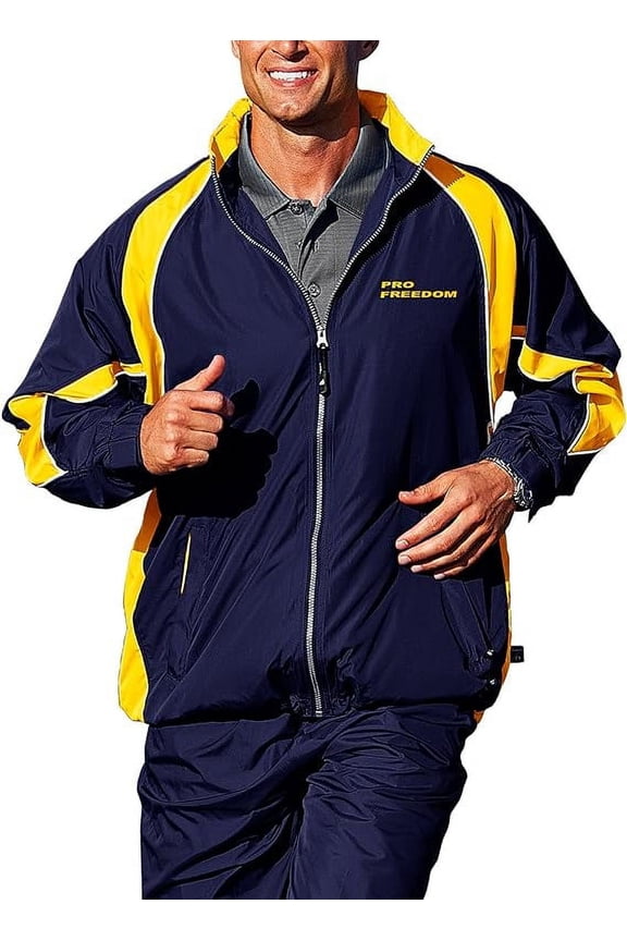 Men's Pro Freedom Warm Up Jacket (2X-Large, Navy & Gold)