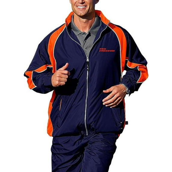 Pro Celebrity Men's Pro Freedom Warm Up Jacket (3X-Large, Navy & Orange)