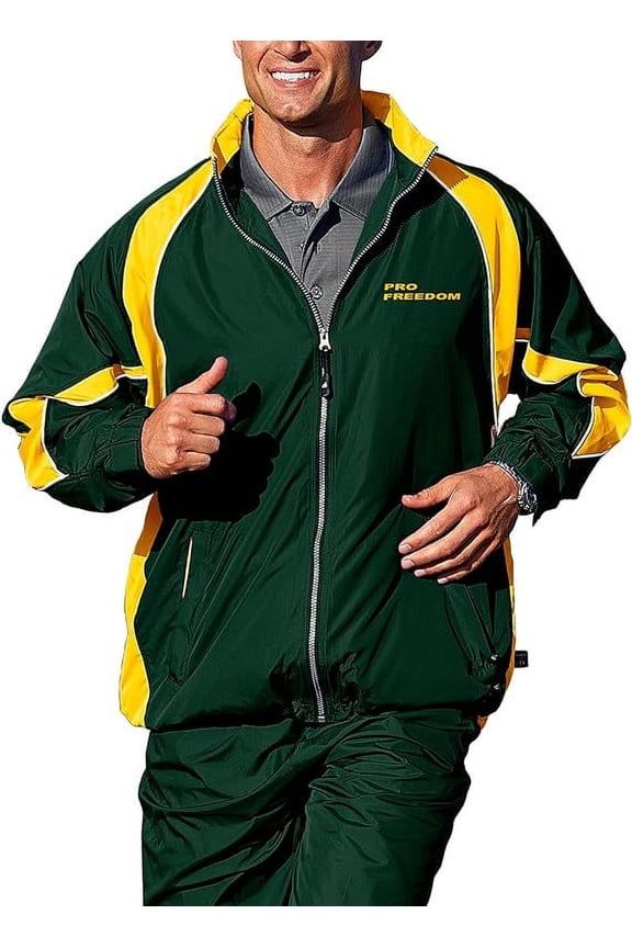 Men's Pro Freedom Warm Up Jacket (Large, Dark Green & Gold)