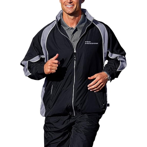 Pro Celebrity Men's Pro Freedom Warm Up Jacket (Medium, Black & Graphite)