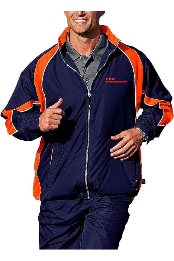 Men's Pro Freedom Warm Up Jacket (X-Small, Navy & Orange)