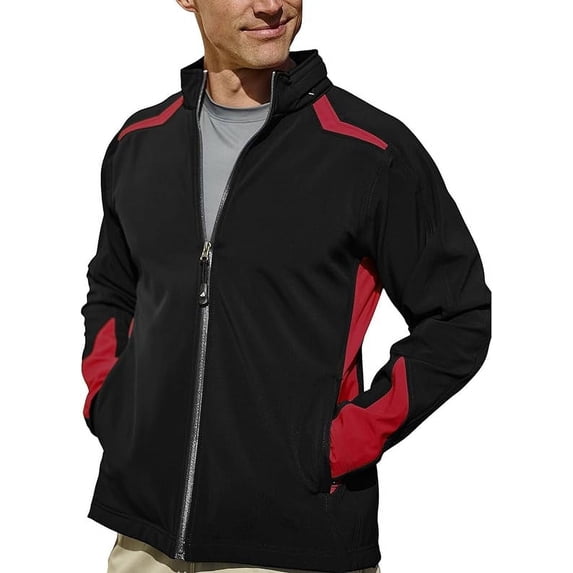 Pro Celebrity Men's Subzero Athletic Soft-Shell Full Zip Jacket (2X-Large, Black & Deep Red)