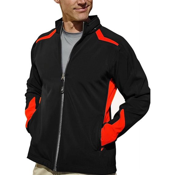 Pro Celebrity Men's Subzero Athletic Soft-Shell Full Zip Jacket (2X-Large, Black & Orange)