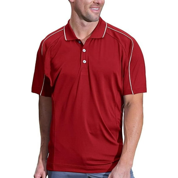 Pro Celebrity Men's Super Charger Polo Shirt (2X-Large, Scarlet & White)