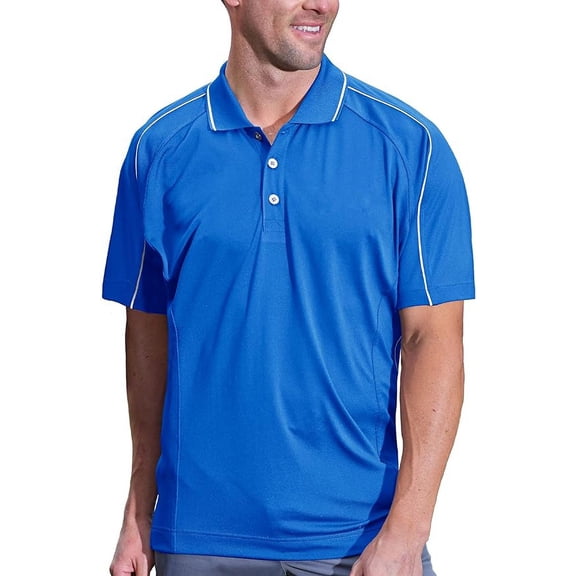 Pro Celebrity Men's Super Charger Polo Shirt (Large, Electric Blue & White)