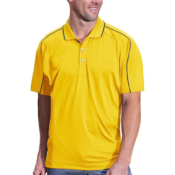 Pro Celebrity Men's Super Charger Polo Shirt (Small, Gold & Black)
