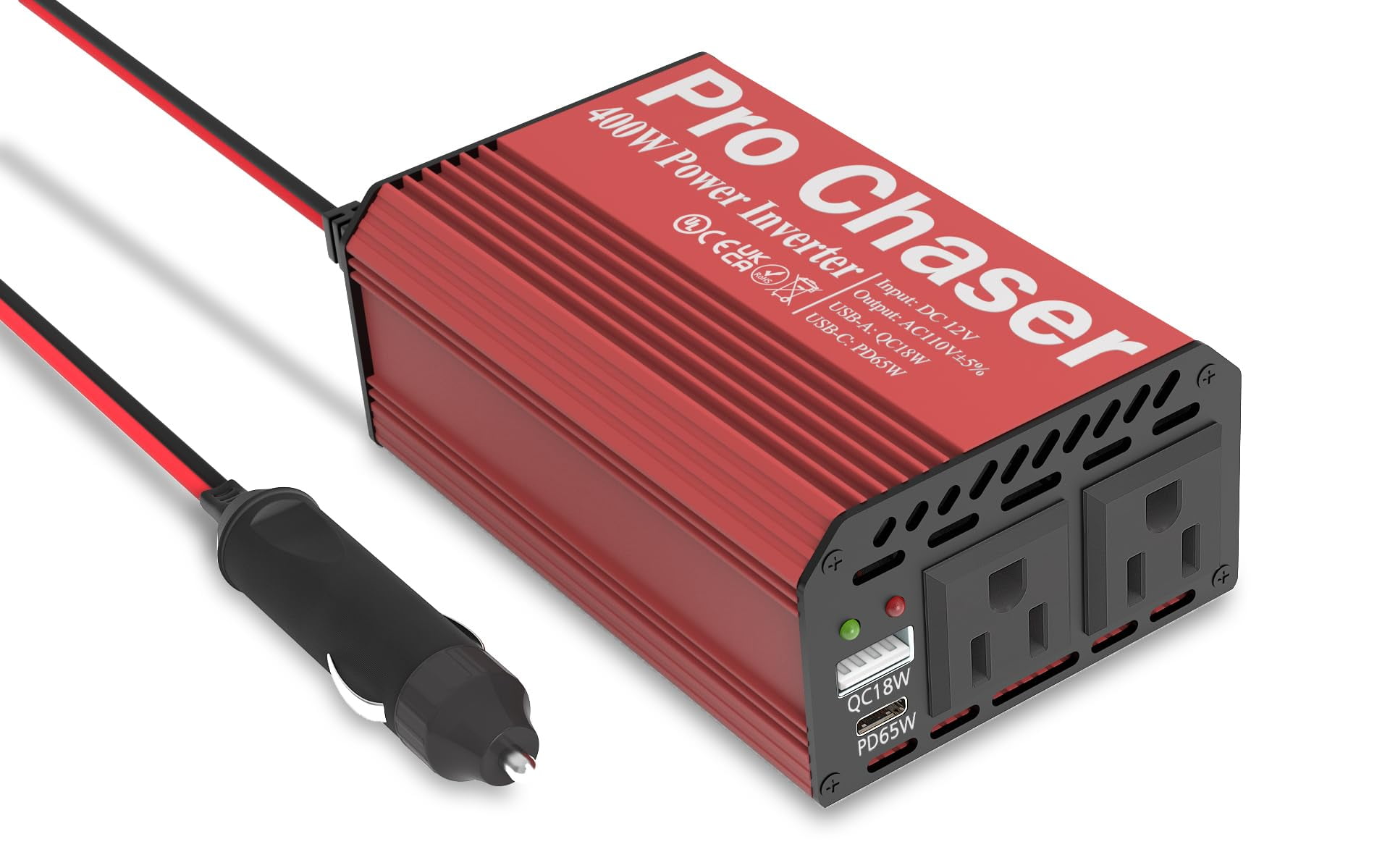 Pro Chaser 400W Power Inverters for Vehicles - DC 12v to 110v AC Car ...