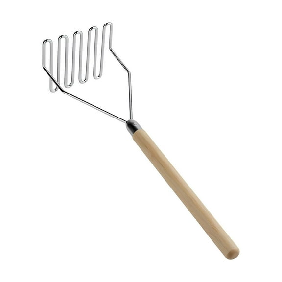 Pro Chef Series 24-Inch Square Potato Masher with Wood Handle | Heavy Duty Plated Food and Potato Masher for Home and Kitchens