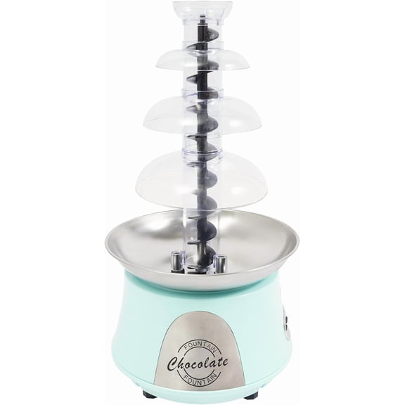Pro Chocolate Fountain,4-Tier Chocolate Fountain Machine 180W with 2.2lbs Capacity Stainless Steel Electric Fondue for Birthday Party Wedding Splash-Proof Base (Blue)