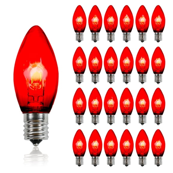 Christmas Designers C9 Flexible Filament LED Replacement Bulbs, Red, E17 Intermediate Base, 25 Pack