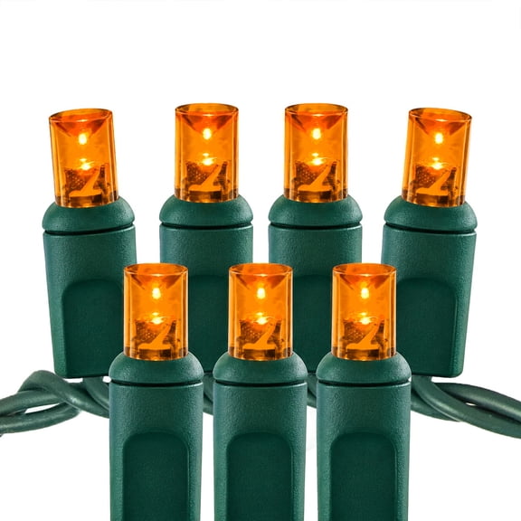 Pro Christmas Wide Angle LED Lights, Amber, Green Wire, 70 Count