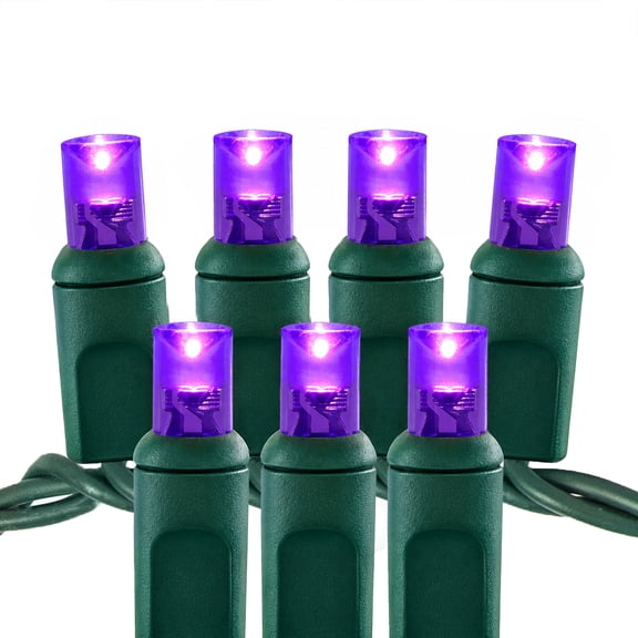 Christmas Designers Wide Angle Conical LED Christmas Lights, Purple, 70 Bulbs, 23.3 ft, Indoor/Outdoor