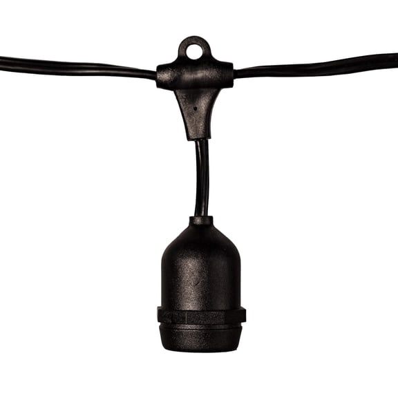 Pro Christmas Suspended Patio Light Cord, 330ft, 165 E26 Hanging Sockets, 24in Spacing, Black Wire