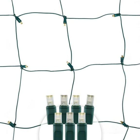 Pro Christmas Outdoor Net Lights - 4' x 6' Net with 100 5mm Wide Angle Conical LED Bulbs - Professional Grade Net Christmas Lights for Bushes, Holiday Decor - Green Wire + 2800K Warm White Lights