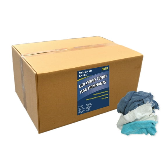 Pro-Clean Basics Colored Terry Cloth Remnants, 50lb box