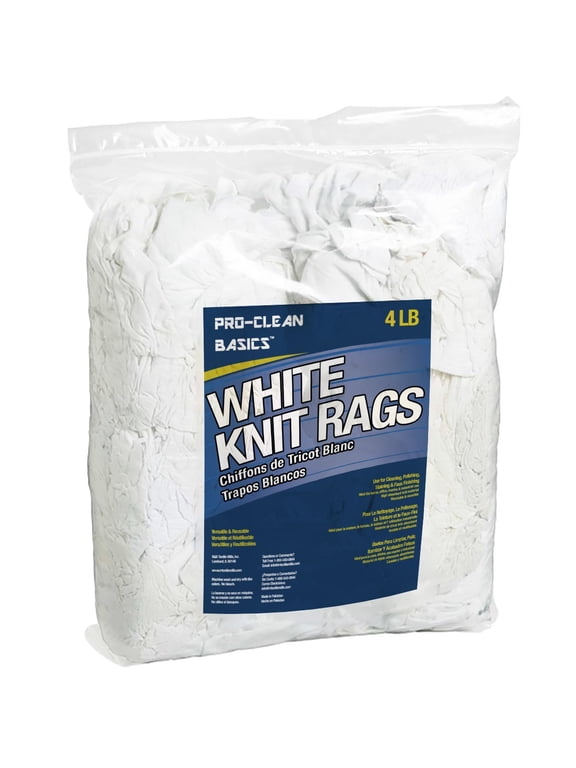 Premium, New Smooth Jersey White T-Shirt Rags, 4lb. Bag